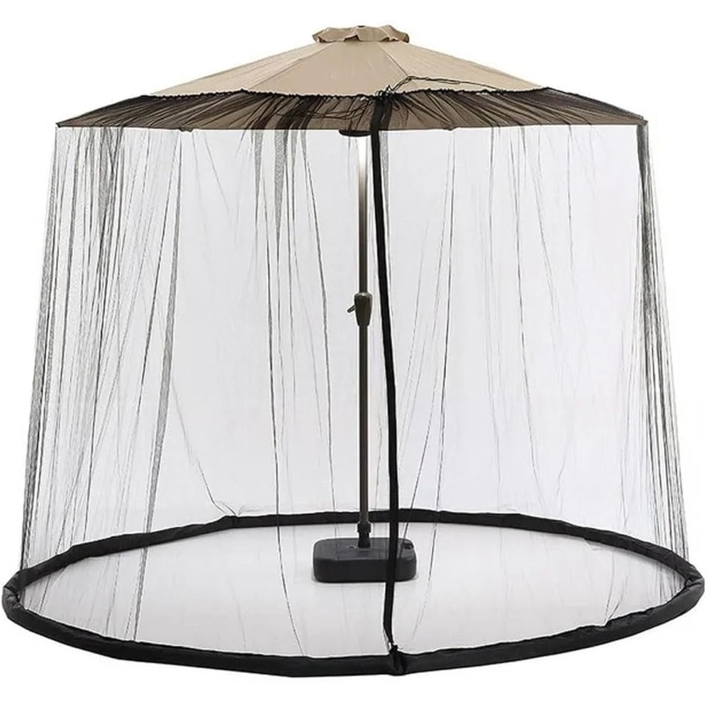 Patio Umbrella Bug Screen w/Zipper Door and Polyester Netting